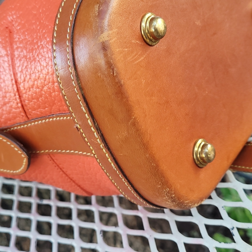 Vintage Dooney & Bourke AWL Coral Orange Norfolk Satchel - Picture 14 of 16